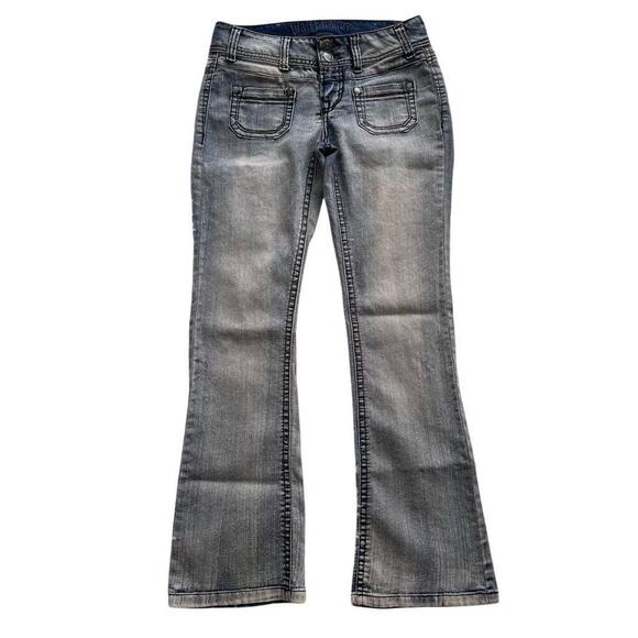 WALLFLOWER Women's Bootcut Jeans Medium Wash Dark Gray Denim Flared Size 28 - Picture 1 of 16